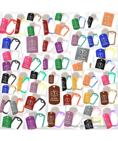 Blood Thinner Medical Alert ID Necklace - 30 USA Chain Black Tag & White Silencer - 154 Color Options - Buy Online on GoSupps.com