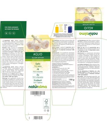 Garlic (Allium sativum) bulbs Naturalma - 150 g - 300 tablets - Dietary supplement - Natural and Vegan - Buy Online on GoSupps.com