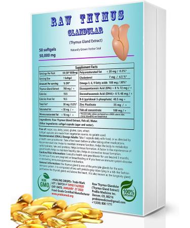 Thymus Glandular Supplement - Immune & Allergy Support Soft Gels with Raw Tissue Extract | Healing Drops - Buy Online on GoSupps.com