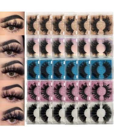 25MM Mink Eyelashes Wholesale Ninglash 30 Pack False Eyelashes Dramatic Real Mink EyeLashes Thick HandMade Full Strip Lashes Crueltyl Free Fluffy Lash 3D Mink Lashes Bulk 30PACK|25MM|MIX1