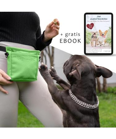 Ostfriesenpfoten Frieda Dog Treat Bag - High-Quality Synthetic Leather Green Size M - Easy Open Lock for Walks - Premium Gassitasche for Dogs - Buy Online on GoSupps.com