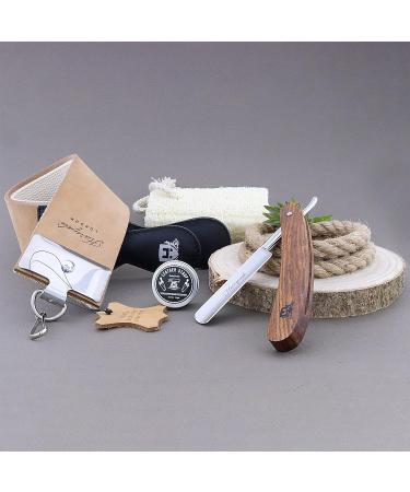 Haryali London 3 Pc Shaving Kit: Cut Throat Razor, Wooden Shaving Kit, Leather Strop & Honing Compound - Vintage Style Set, Perfect Gift - Buy Online on GoSupps.com