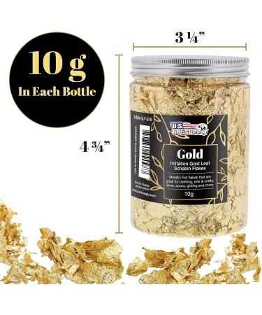 U.S. Art Supply Metallic Gold Leaf Flakes - 10g Bottle for Gilding Picture Frames, Paintings, Furniture, Decor, Epoxy Resin, Nails, Jewelry, Slime - Buy Online on GoSupps.com