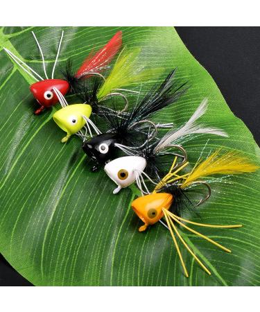12pcs Colorful Fly Fishing Poppers for Bass, Trout, Salmon - Freshwater Topwater Lures with Hooks - White Assortment - Buy Online on GoSupps.com