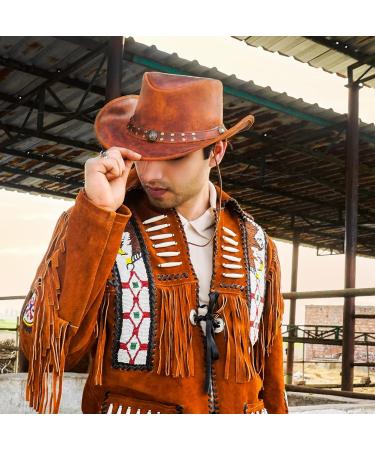 HADZAM Outback Leather Cowboy Hat - Durable Men's Western Hat (X-Large, Red) - Buy Online on GoSupps.com