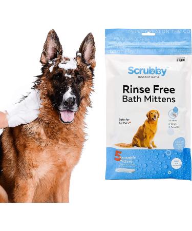 ScrubbyPet No Rinse Pet Wipes - 5-Count Mittens for Easy Pet Bathing, Grooming, and Washing - Buy Online on GoSupps.com