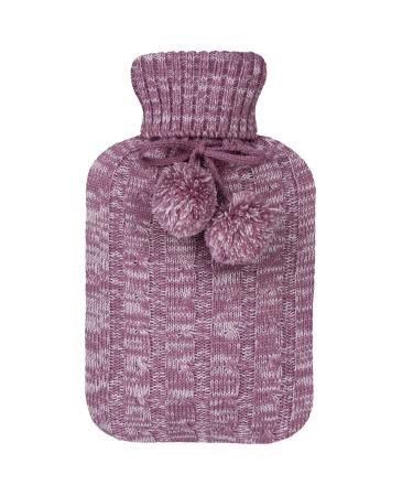 samply Hot Water Bottle with Knitted Cover 2L Hot Water Bag for Hot and Cold Compress Hand Feet Warmer Neck and Shoulder Pain Relief Purple 2L B-Purple