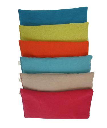 Peacegoods Unscented Organic Flax Seed Eye Pillow - Pack of (6) - Soft Cotton Flannel - Soothing Headache Stress Relief Meditation Yoga Massage Bulk Wholesale - Primary Colors
