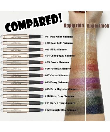 Wismee Dark Green Shimmer Eyeshadow Stick - Eye Brightener Cream Pencil for Makeup, Cosmetics Gift for Women - Christmas Birthday - Buy Online on GoSupps.com