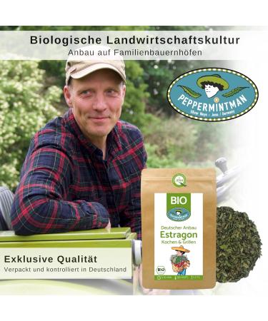  PEPPERMINTMAN Organic Tarragon 250g - German Cultivation - Queen of Fine Cuisine - Versatile for Sauces and Gravys - Refined Seasonings - PEPPERMINTMAN - Buy Online on GoSupps.com