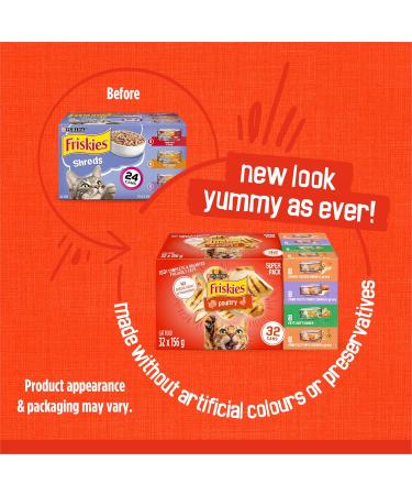 Friskies Poultry Wet Cat Food Variety Pack 4 Flavours - 156 g Can (32 Pack) - Buy Online on GoSupps.com