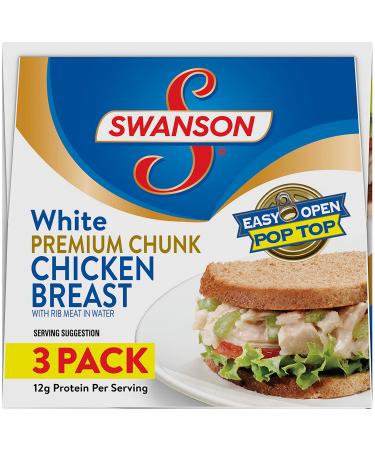Swanson White Premium Chunk Chicken Breast in Water 3 oz (Pack of 3) - Tender Rib Meat Included - Buy Online on GoSupps.com