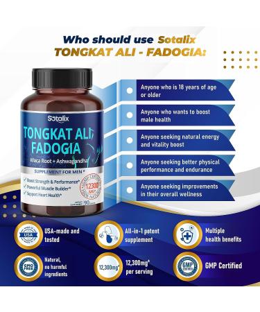 Premium Tongkat Ali 200:1 Extract (Longjack) 4780mg with Maca Root, Ginseng & Ashwagandha - High Strength for Men & Women - 90 Day Supply | 90 Count - Buy Online on GoSupps.com