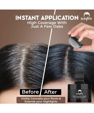 ELEVATE Hair Line Powder - Instant Hair Loss Concealer & Root Touch Up for Men & Women | Gray Coverage in Black - Buy Online on GoSupps.com