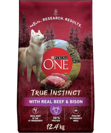 Purina ONE True Instinct High Protein Dry Dog Food Beef & Bison - 12.4 kg Bag & Purina ONE Tender Cuts True Instinct Wet Dog Food in Gravy Variety Pack 2 Flavours - 368 g Can (6 Pack) - Buy Online on GoSupps.com