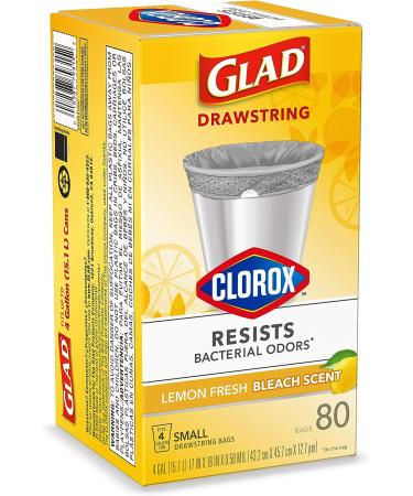 Glad Lemon Fresh Bleach Scent Small Kitchen Trash Bags - 4 Gallon, 80 Count - Buy Online on GoSupps.com