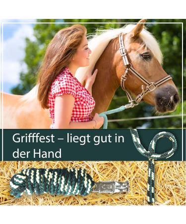 High-Quality 2m Lead Rope Horse Tie Rope with Panic Hook - Available in Dark Green Black and Cream | International Shipping - Buy Online on GoSupps.com