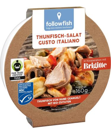 Followfish MSC Fair Trade Tuna Salad Gusto Italiano - Pack of 8 (8 x 160g) | Premium Sustainable Seafood for Global Shipping - Buy Online on GoSupps.com