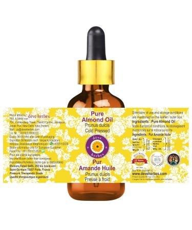 Pure Almond Oil (Prunus Dulcis) 10ml - Cold Pressed Therapeutic Grade - Natural Personal Care with Glass Dropper - Buy Online on GoSupps.com