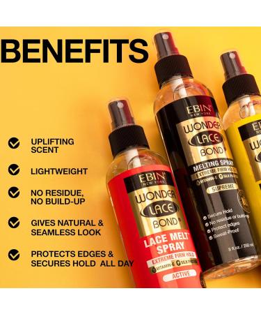 EBIN NEW YORK WONDER LACE BOND MELTING SPRAY 100ML - ACTIVE 3PACK 1.13 Fl Oz (Pack of 3) Active - Buy Online on GoSupps.com