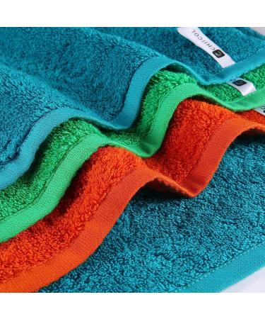 Chiicol Cotton Wash Cloths - Absorbent Bath Towels for Body and Face - Bulk Hotel Towels for Bathroom - Durable Soft Bath Rags - Multicolor - Buy Online on GoSupps.com
