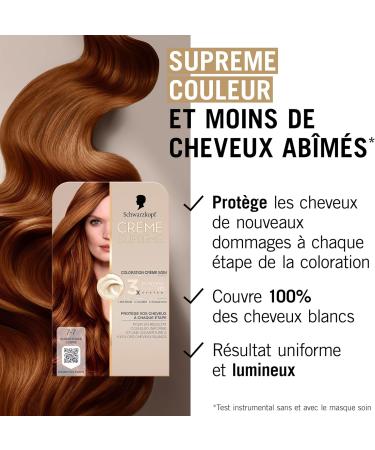 Creme Supreme - Schwarzkopf - Coloration Permanente - Resultat Couleur Uniforme - Coloration Creme Soin - Bonding - Pre-serum et Masque Soin - Couverture 100% Cheveux Blancs - 7-7 -Blond Fonc Cuivr 182 ml (Lot de 1) - Buy Online on GoSupps.com