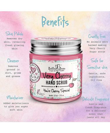 Bella & Bear Very Cherry Hand Scrub - Natural Exfoliating Formula | Cruelty-Free & Vegan-Friendly | 6.7oz - Buy Online on GoSupps.com