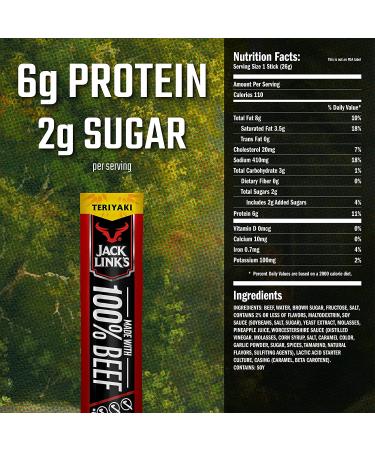 Jack Link's Teriyaki Beef Stick - 6g Protein, Premium Beef, No MSG - 0.92 oz Snack - Buy Online on GoSupps.com