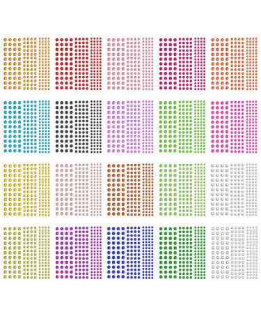 3440 Pieces Rhinestone Stickers 20 Sheets Self Adhesive Gems Stickers DIY Bling Jewel Stickers Crystal Gem Stickers for DIY Crafts Face Nails (3 Size 20 Colors)