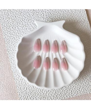Glitter Ombre Pink Press on Almond Nails - 24 Pcs Medium Acrylic Fake Nails for Women | Stylish Glue-On Short Stiletto Tips - Buy Online on GoSupps.com