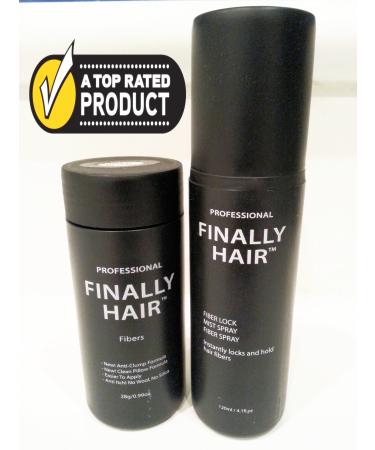 Hair Filler Fibers Dark Brown 28g Bottle & 120ml 4.1 oz. Bottle Fiber Lock Hair Spray - Finally Hair Building & Thickening Hair Loss Concealer *** SEE PICTURES - We have 2 different dark brown shades