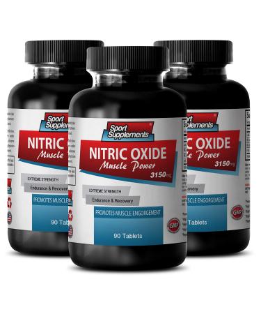 Nitric Oxide Dietary Supplement - Nitric Oxide Muscle Power 3150mg - Build Muscle Mass Nitric Oxide Supplement Nitric Oxide Nitric Oxide Booster Nitric Oxide Booster for Men - 3 Bot 270 Tablets