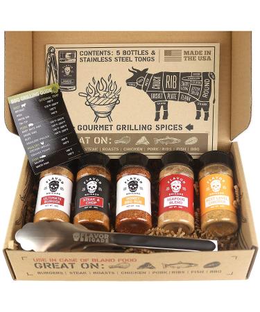 Gourmet Grilling Spices Gift Set for Guys  Dad  Men  BBQ Grill Accesories  Smoker  Seasonings  Rub  Steak  Burgers  Chicken  Fish  Stainless Tongs & Magnet (5 Bottles  7 Piece Set) 5 Gourmet Grilling Spices - Buy Online on GoSupps.com