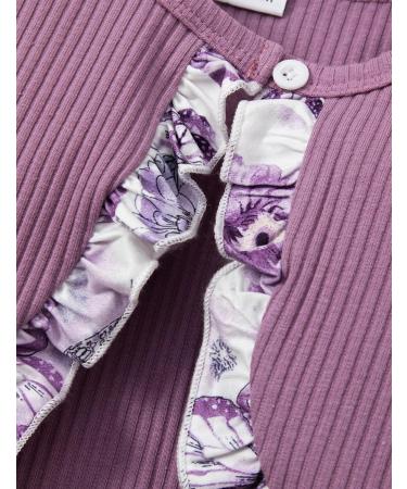 Puseky Toddler Baby Girls Floral Dress and Coat Set 6-12 Months - Purple Outfit - Buy Online on GoSupps.com
