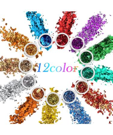 AOOWU Chunky Glitter 12 Colors for Nail & Body Art - Holographic Cosmetic Sequins for Festival, Face, Eye, Hair - DIY Nail Glitter Powder (17) - Buy Online on GoSupps.com