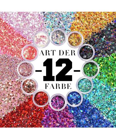 12 Color Festival Glitter Face & Body Set - Nail Art Hair Clothing Decoration - Feminine Makeup Sequins & Accessories - Buy Online on GoSupps.com
