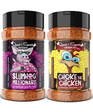 Quasi & Squatch Quasi & Squatch BBQ Bottles - SlumHog Millionaire (Pork Rub) & Chicken Rub | BBQ Seasoning - Two Large BBQ Bottles 440g