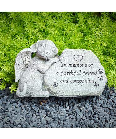 Sleeping Dog Angel Memorial Statue | Outdoor Dog Grave Marker | Sympathy Gift for Loss of Pet | Antique Stone Finish 8.86 inch - Buy Online on GoSupps.com