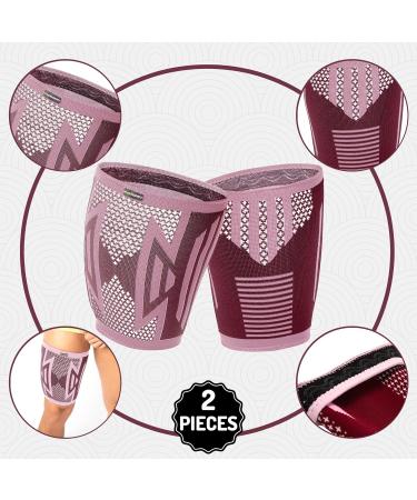 FEEL RECOVERY 2 Compression Bandage for Knee Quad & Groin Pain - Breathable Non-Slip XL Bordeaux for Men & Women - Buy Online on GoSupps.com