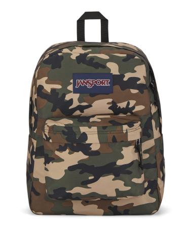 JanSport SuperBreak One School Backpack for Girls, Boys, Buckshot Camo - Durable, Lightweight Bookbag for Teens with 1 Main Compartment, Front Utility Pocket with Built-in Organizer - Premium Backpack Buckshot Camo One Size