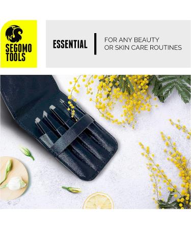 Segomo Tools 4 Piece Tweezer Set for Women - Precision Ingrown Hair Removal Kit with Flat, Angled, Slant & Pointed Tips - TW004 - Buy Online on GoSupps.com