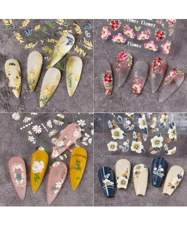 5D Embossed Flower Nail Art Stickers - Spring/Summer Butterfly Daisy Design for Women and Girls - Buy Online on GoSupps.com