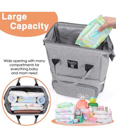 Pomelo Best Baby Diaper Backpack - Stylish Water-Repellent Large Capacity with Diaper Pad - Perfect for On-the-Go Moms - Gray - Buy Online on GoSupps.com