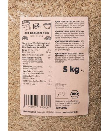 KoRo - Organic Basmati brown rice 5 kg - Intense aroma - Hazelnut taste - Fluffy consistency - Buy Online on GoSupps.com