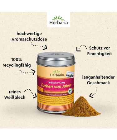 Herbaria Colors of Jaipur Bio 80g - Organic Curry Spice Mix for Indian Dishes in Sustainable Aroma Protection Box - Buy Online on GoSupps.com