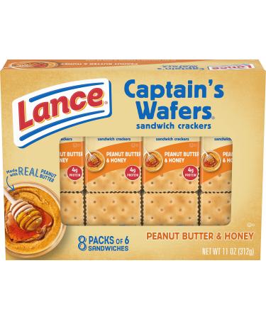 Lance Sandwich Crackers, Captain's Wafers Peanut Butter and Honey, 8 Ct Box