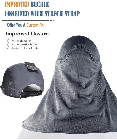 ELLEWIN Fishing Hat Sun Cap UPF 50+ with Removable Mesh Face Neck Flap Cover - Grey - Buy Online on GoSupps.com