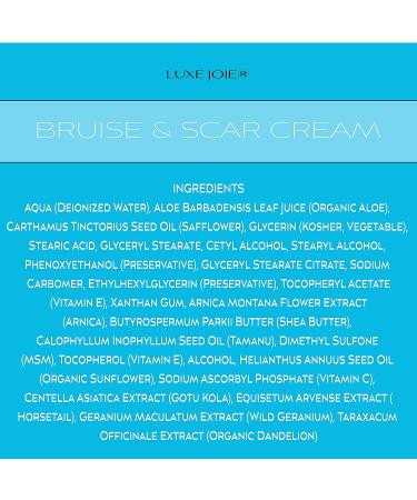 LuxeJoie Bruise & Scar Cream 4 oz - Arnica, MSM, Shea Butter, Vitamin A, E & C - Natural USA Made Treatment for Hydration & Moisturization - Buy Online on GoSupps.com