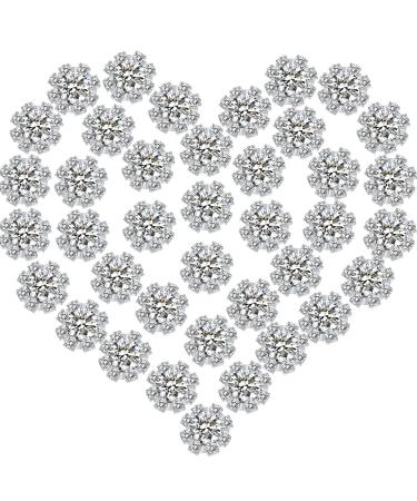 70 Pcs 16mm Rhinestone Embellishments Flatback Buttons Jewelry Flower Crystal Accessory for Crafts DIY Jewelry Making Wedding Decoration Bridal Bouquet Halloween Christmas Invitations(Silver)