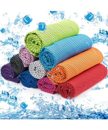 MENOLY 10 Pack Cooling Towels, Sweat Towels Cooling Towels for Neck and Face, Microfiber Towel Soft Breathable Chilly Towel for Gym, Yoga, Camping, Running, Fitness, Workout & More Activities(32"x12")